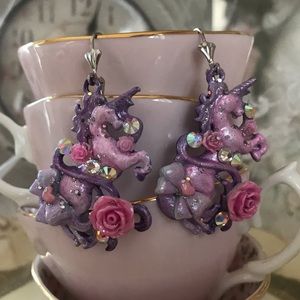 Purple and pink unicorn earrings